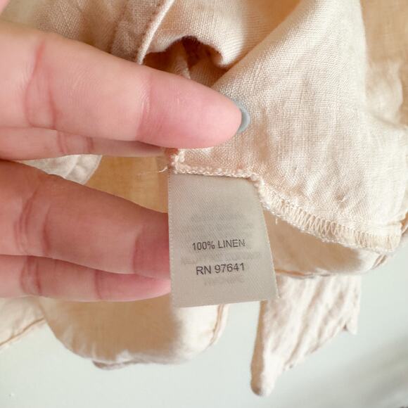 J. Jill Cream Pleated Single Button Linen Jacket - XL - Picture 6 of 8
